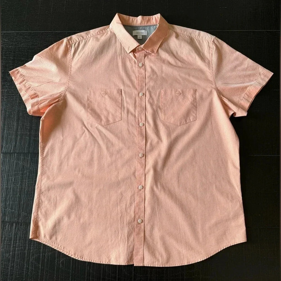 Mens Calvin Klein Orange Button Down Short Sleeve Shirt size XL - Picture 1 of 6